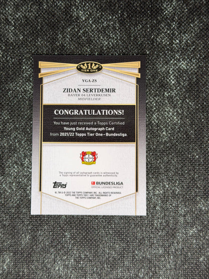 2021-22 Topps Tier One-Bundesliga Young Gold Autograph Card 12/50 - Zidan Sertdemir