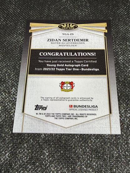 2021-22 Topps Tier One-Bundesliga Young Gold Autograph Card 12/50 - Zidan Sertdemir