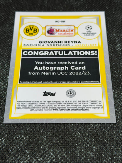 2022-23 Topps Merlin UEFA Club Competitions Autograph Card 67/99 - Giovanni Reyna