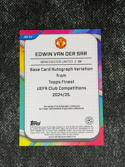 2024-25 Topps Finest UEFA Club Competitions Base Card Autograph Variation 002/125 - Edwin Van Der Sar
