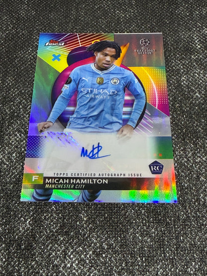 2023-24 Topps Finest UEFA Champions League Base Card Autograph Variation RC - Micah Hamilton