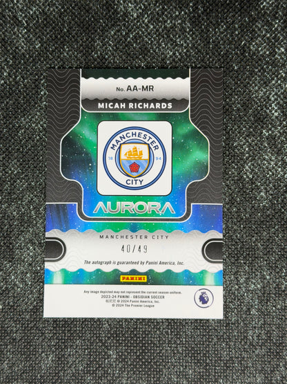 2023-24 Panini Obsidian Soccer Aurora Autographs 40/49 - Micah Richards