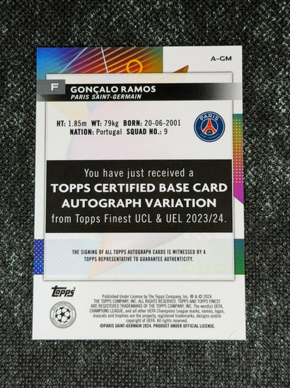 2023-24 Topps Finest UEFA Champions League Base Card Autograph Variation - Goncalo Ramos