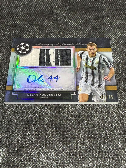2020-21 Topps Museum Collection UEFA Champions League Autograph Jumbo Relic Card 42/75 - Dejan Kulusevski