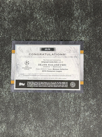 2020-21 Topps Museum Collection UEFA Champions League Autograph Jumbo Relic Card 42/75 - Dejan Kulusevski