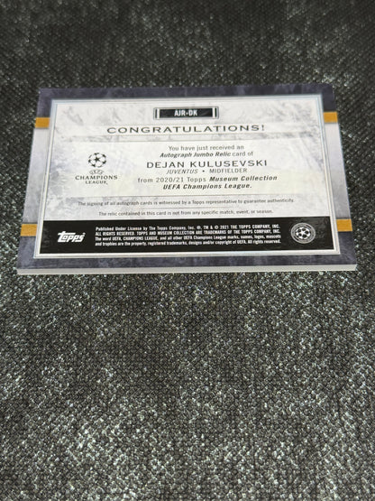 2020-21 Topps Museum Collection UEFA Champions League Autograph Jumbo Relic Card 42/75 - Dejan Kulusevski
