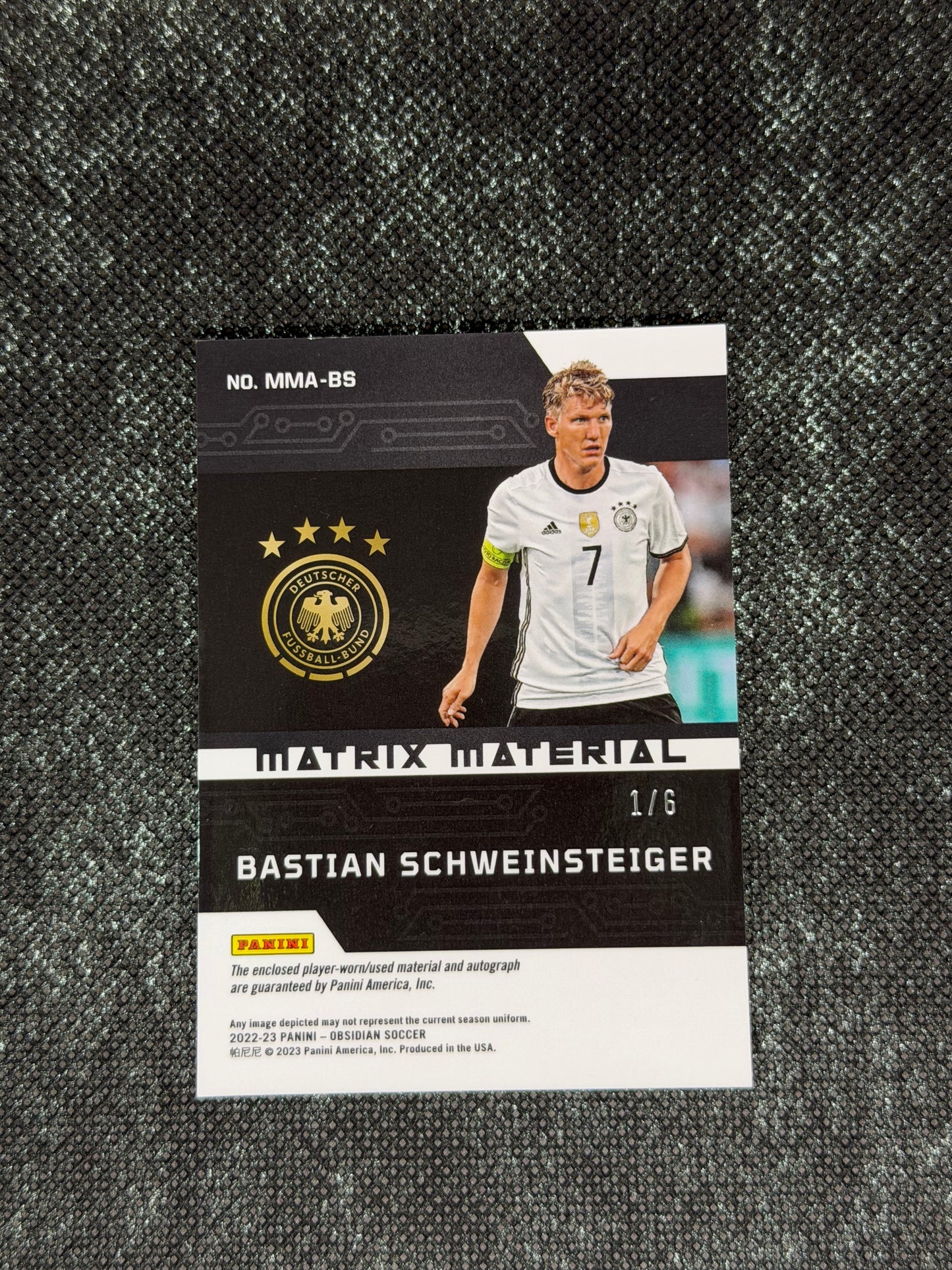 2022-23 Panini Obsidian Soccer Matrix Material Autographs Orange 1/6 - Bastian Schweinsteiger