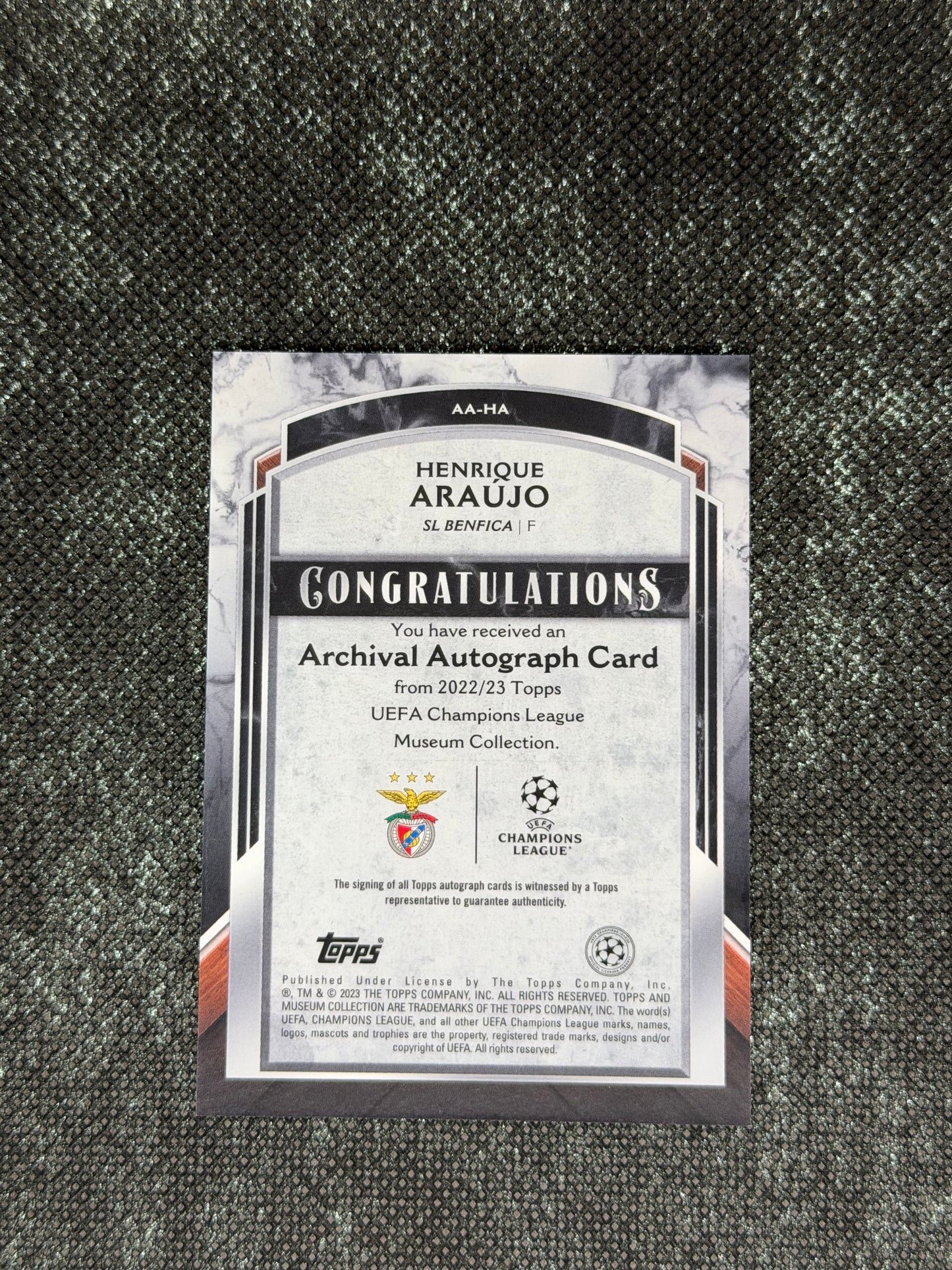 2022-23 Topps UEFA Champions League Museum Collection Archival Autograph Card RC 248/299 - Henrique Araujo