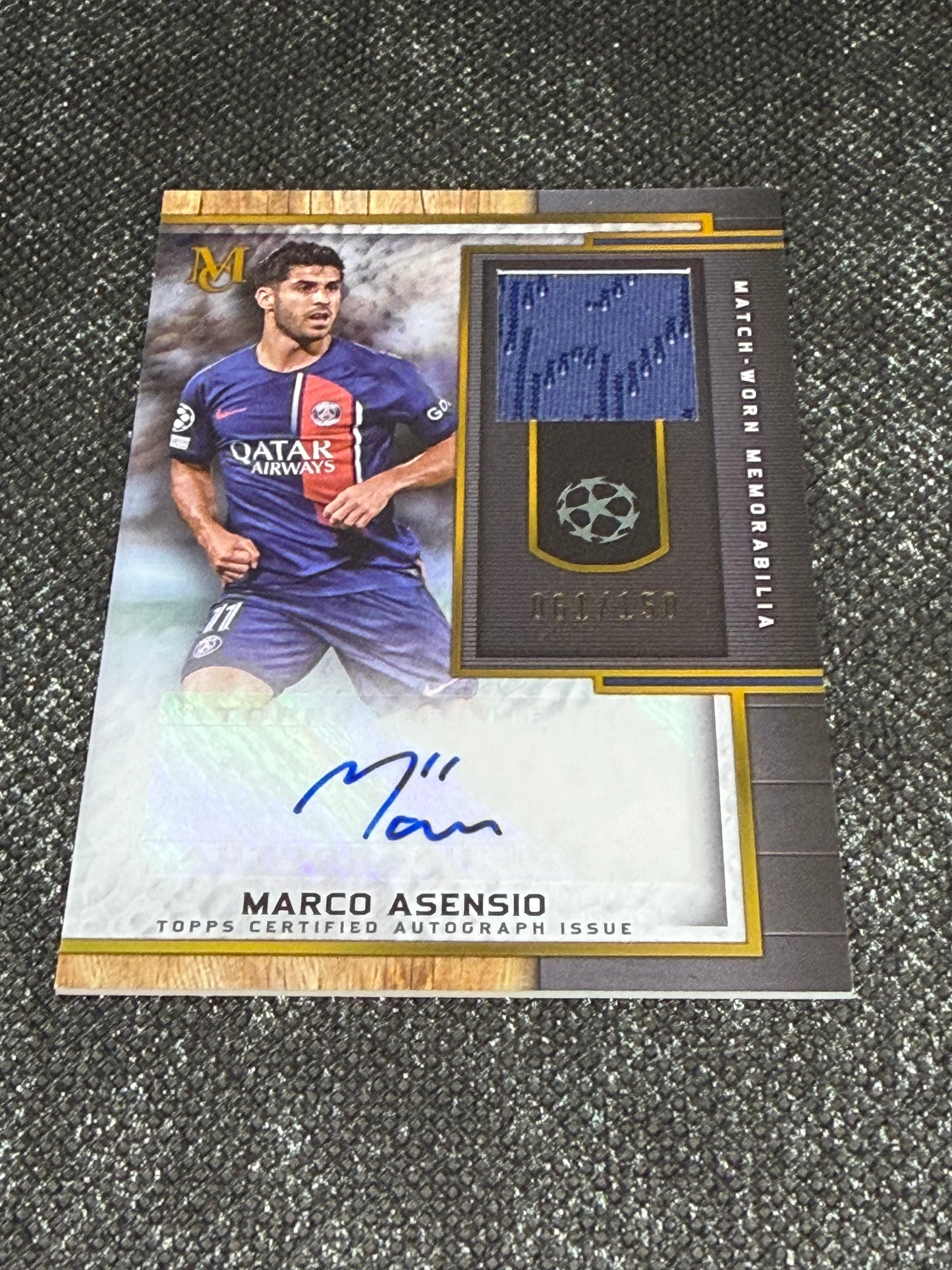 2023-24 Topps Museum Collection UEFA Champions League Autograph Relic Card 061/150 - Marco Asensio