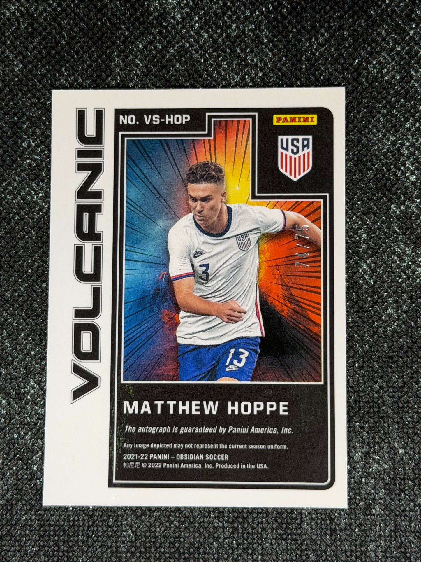 2021-22 Panini Obsidian Soccer Volcanic Signatures RC 74/75 - Matthew Hoppe