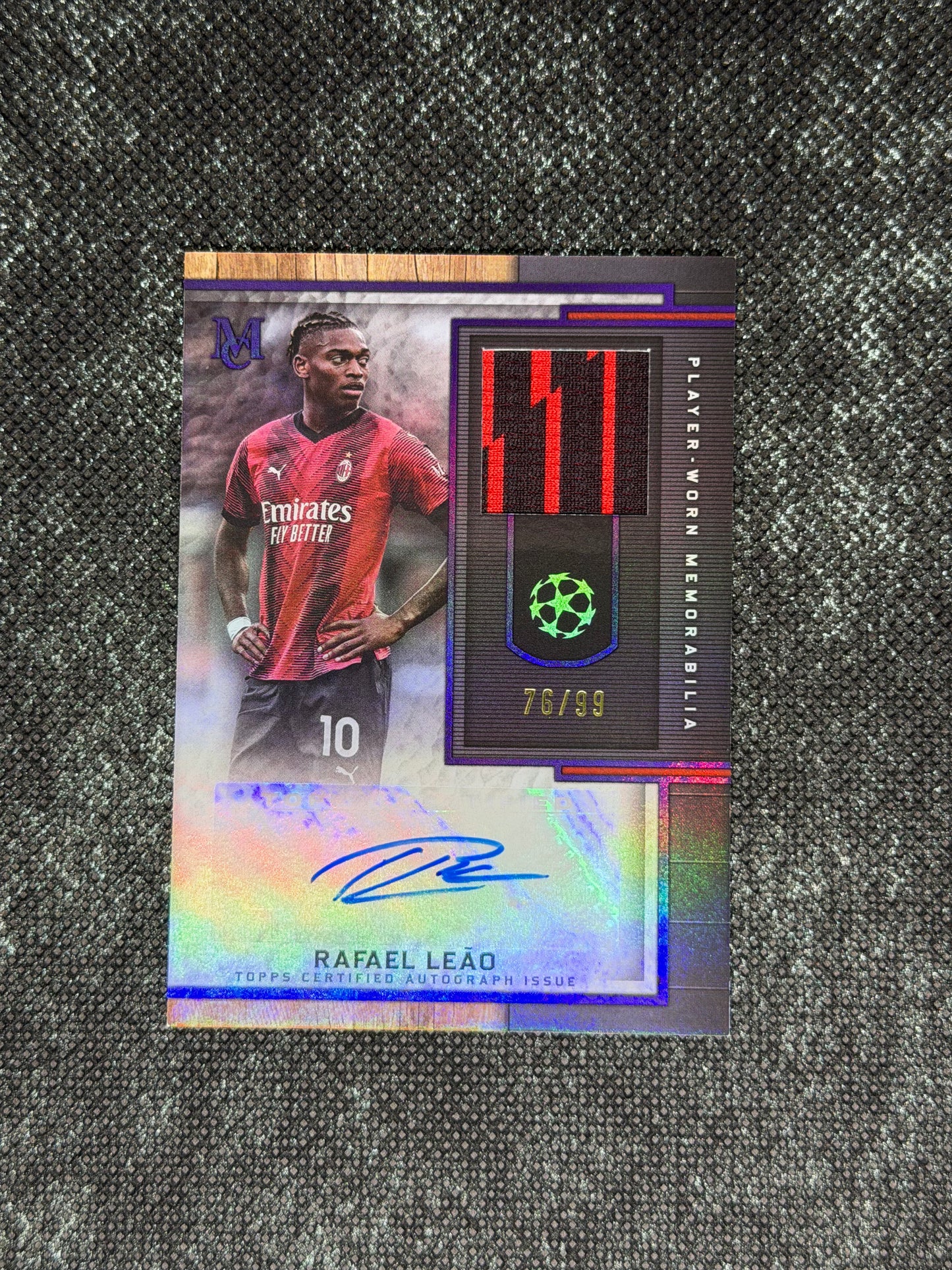 2023-24 Topps Museum Collection UEFA Champions League Autograph Relic Card 76/99 - Rafael Leao