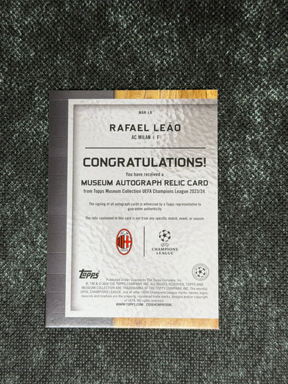 2023-24 Topps Museum Collection UEFA Champions League Autograph Relic Card 76/99 - Rafael Leao