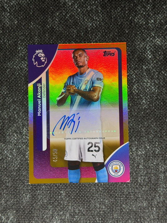 2025-26 Topps Premier League Base Players Autograph Variation Card 45/50 - Manuel Akanji