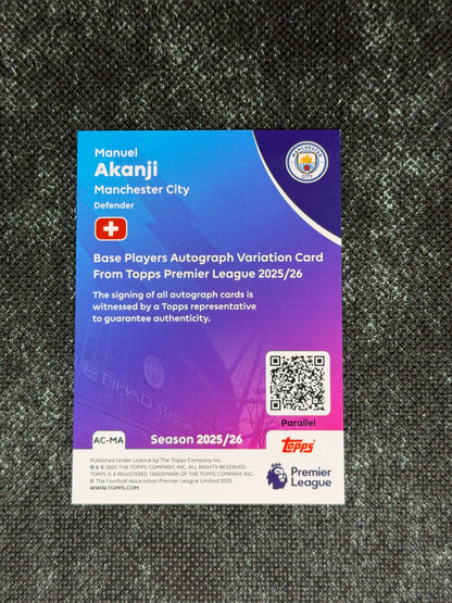 2025-26 Topps Premier League Base Players Autograph Variation Card 45/50 - Manuel Akanji