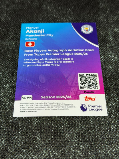 2025-26 Topps Premier League Base Players Autograph Variation Card 45/50 - Manuel Akanji