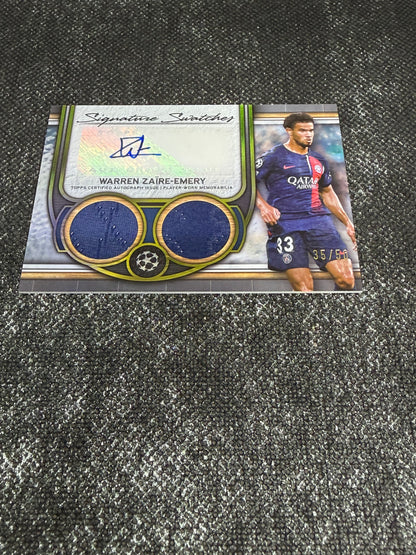2023-24 Topps Museum Collection UEFA Champions League Single Player Signature Swatch 35/50 - Warren Zaire Emery Dual Autograph Relic Card