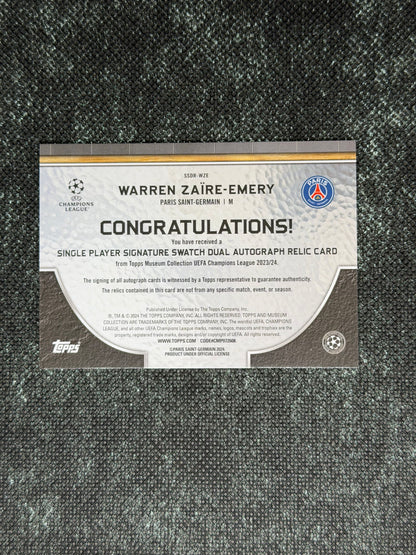 2023-24 Topps Museum Collection UEFA Champions League Single Player Signature Swatch 35/50 - Warren Zaire Emery Dual Autograph Relic Card