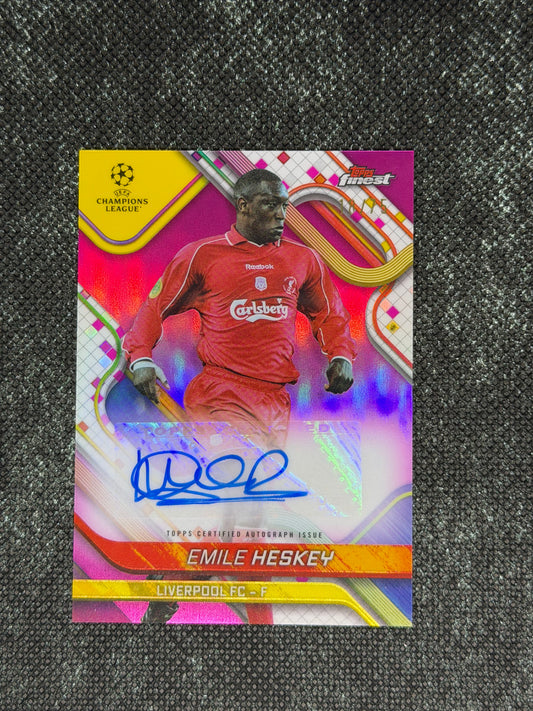 2024-25 Topps Finest UEFA Club Competitions Base Card Autograph Variation Pink 18/75 - Emile Heskey (Copy)