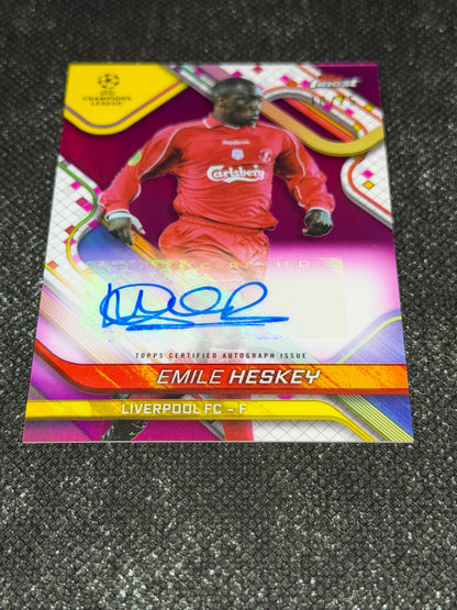 2024-25 Topps Finest UEFA Club Competitions Base Card Autograph Variation Pink 18/75 - Emile Heskey (Copy)