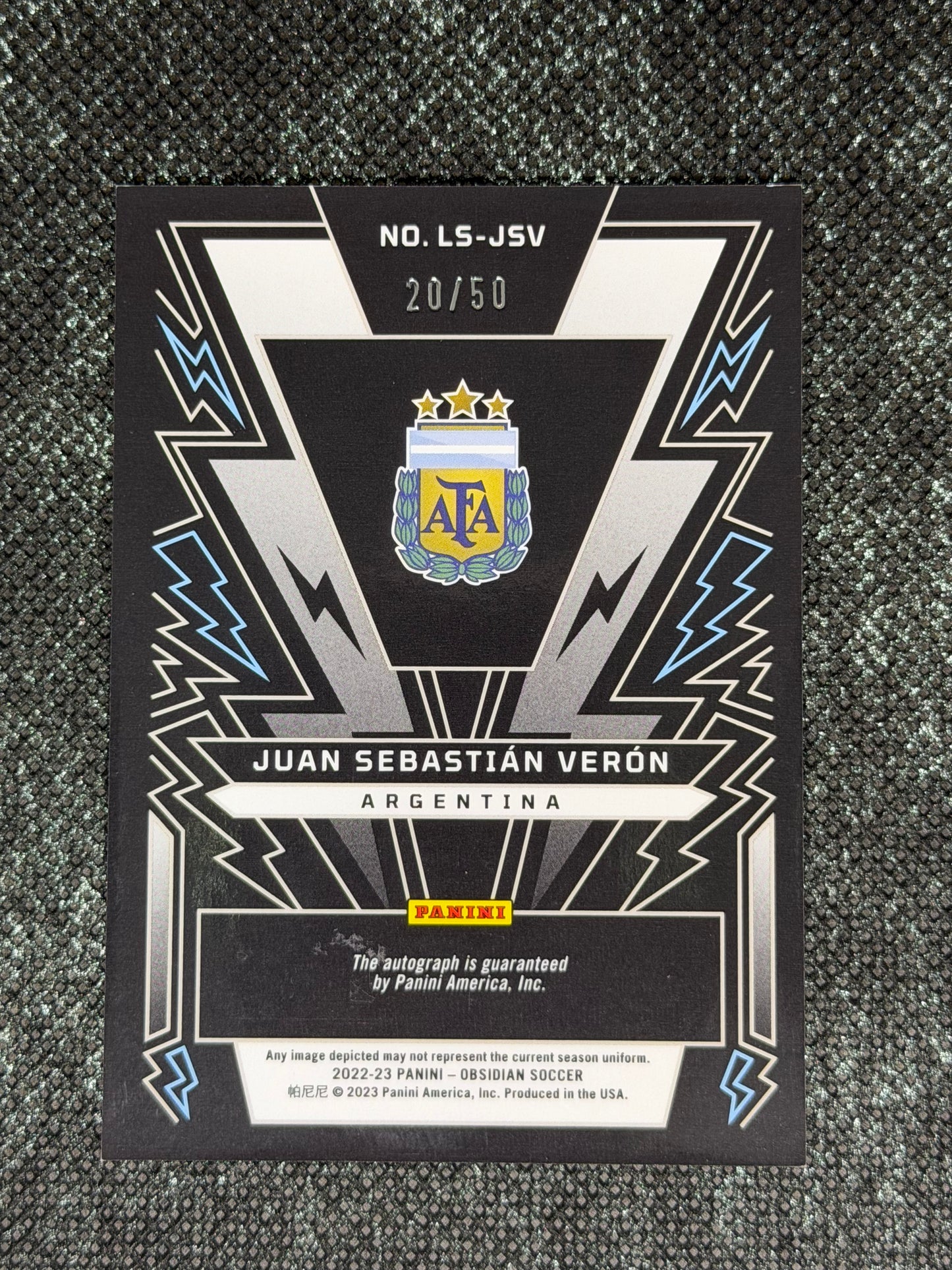 2022-23 Panini Obsidian Soccer Lightning Strike Autograph 20/50 - Juan Sebastian Veron