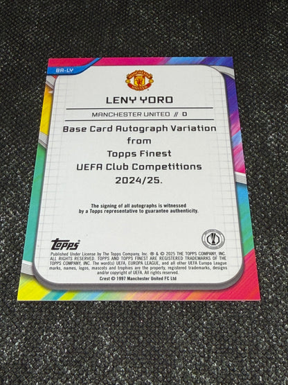 2024-25 Topps Finest UEFA Club Competitions Base Card Autograph Variation Orange 09/25 - Leny Yoro