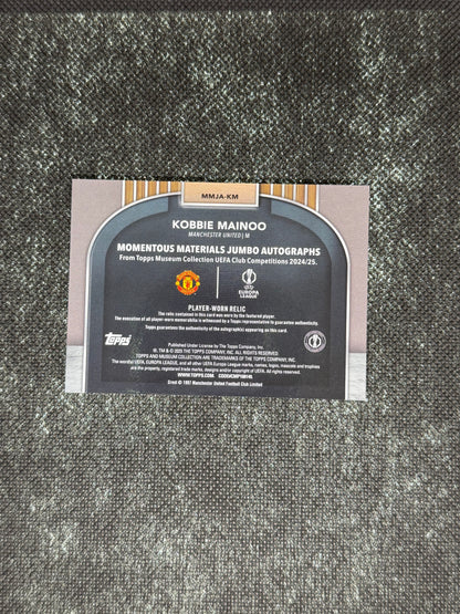 2024-25 Topps Museum Collection UEFA Club Competitions Momentous Materials Jumbo Autograph 30/50 - Kobbie Mainoo