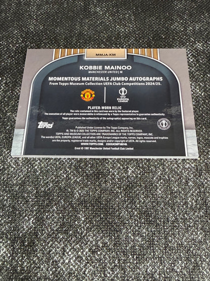 2024-25 Topps Museum Collection UEFA Club Competitions Momentous Materials Jumbo Autograph 30/50 - Kobbie Mainoo