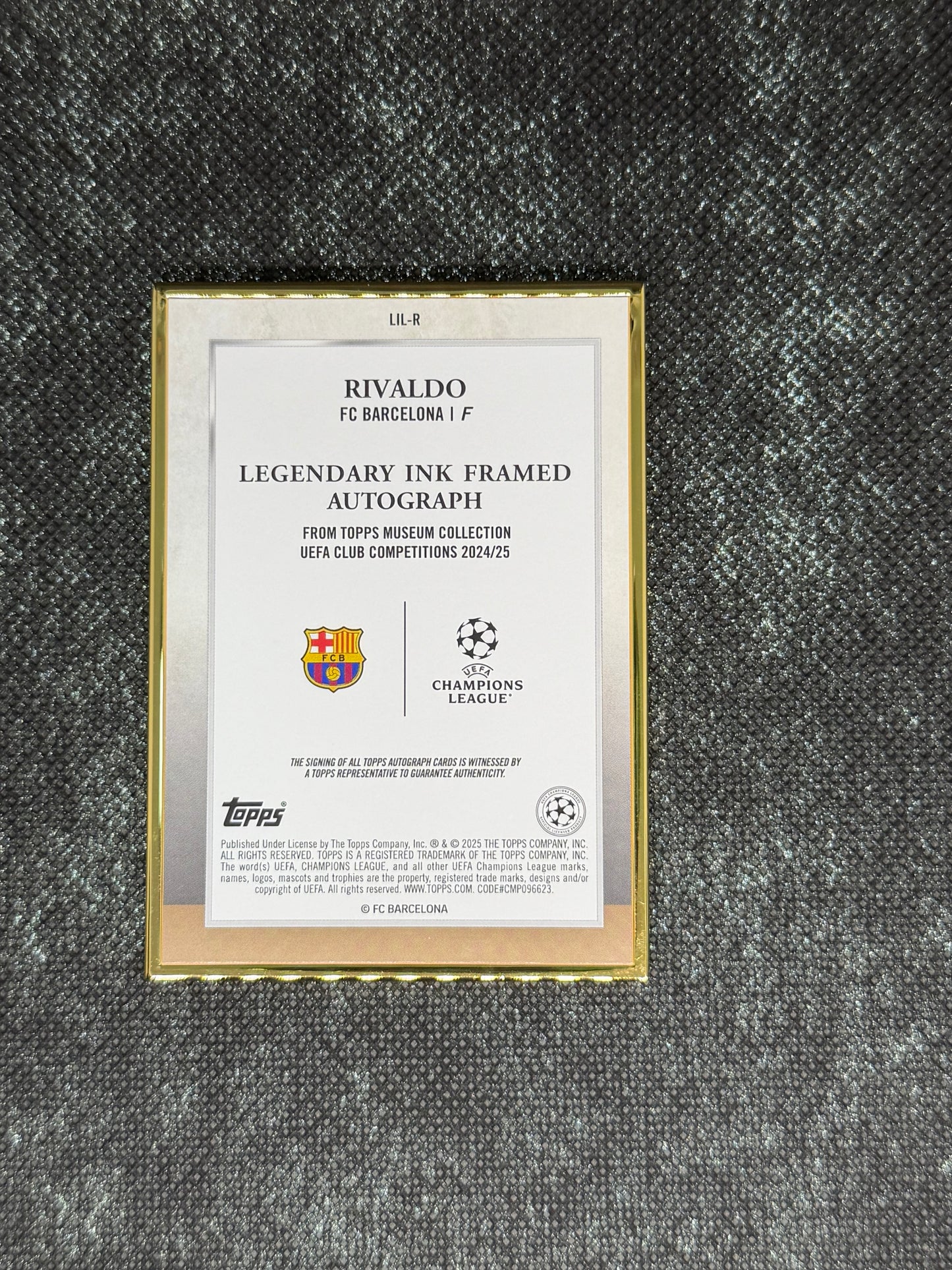 2024-25 Topps Museum Collection UEFA Club Competitions Legendary Ink Framed Autograph 01/25 - Rivaldo