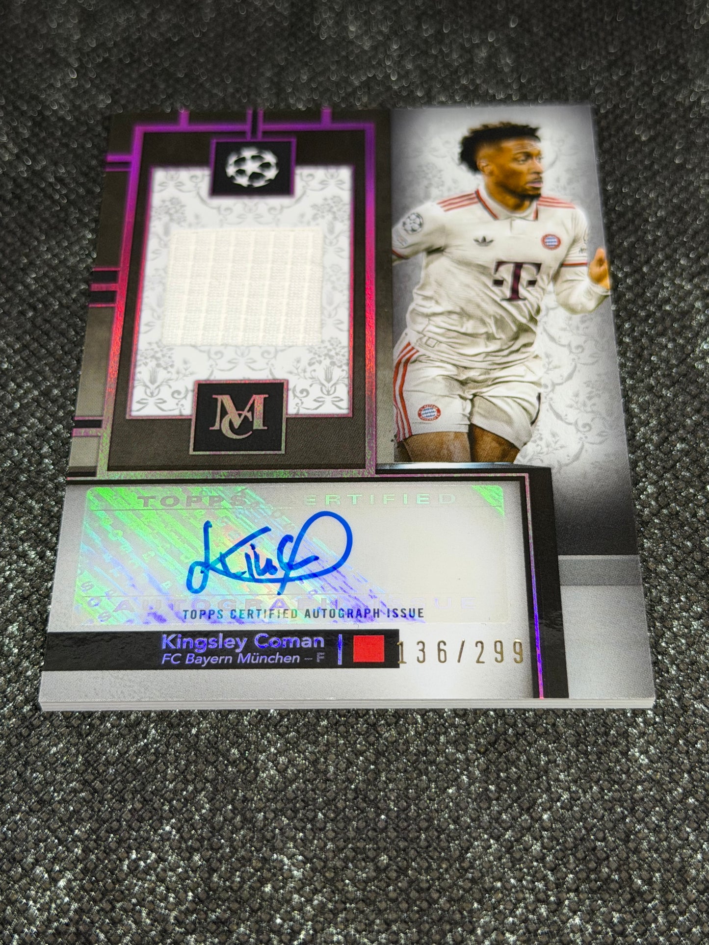 2024-25 Topps Museum Collection UEFA Club Competitions Autograph Relic Card 136/299 - Kingsley Coman