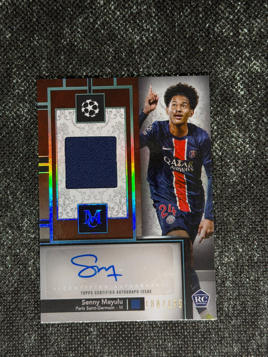 2024-25 Topps Museum Collection UEFA Club Competitions Autograph Relic Card 188/199 (RC) - Seny Mayulu