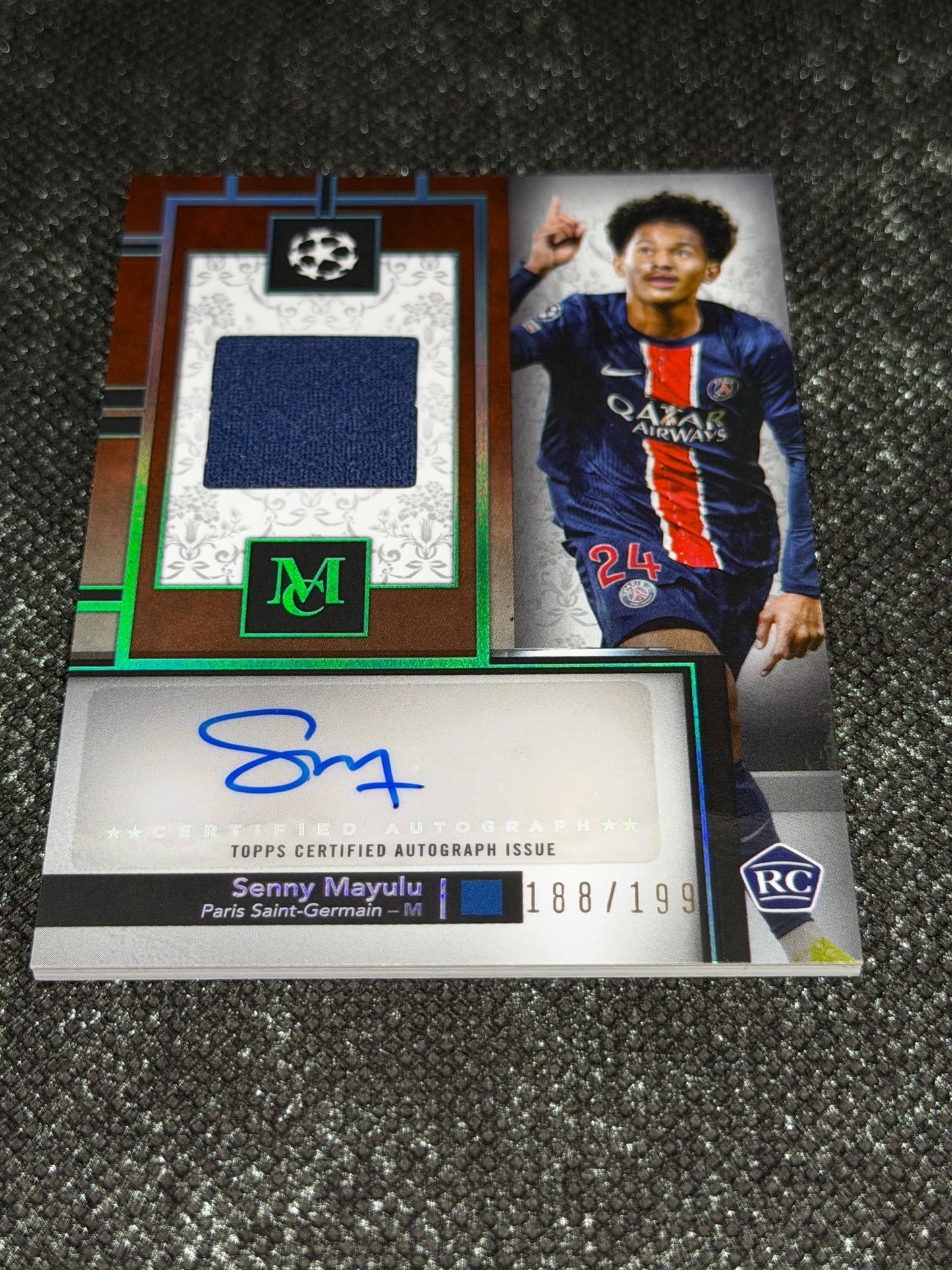 2024-25 Topps Museum Collection UEFA Club Competitions Autograph Relic Card 188/199 (RC) - Seny Mayulu
