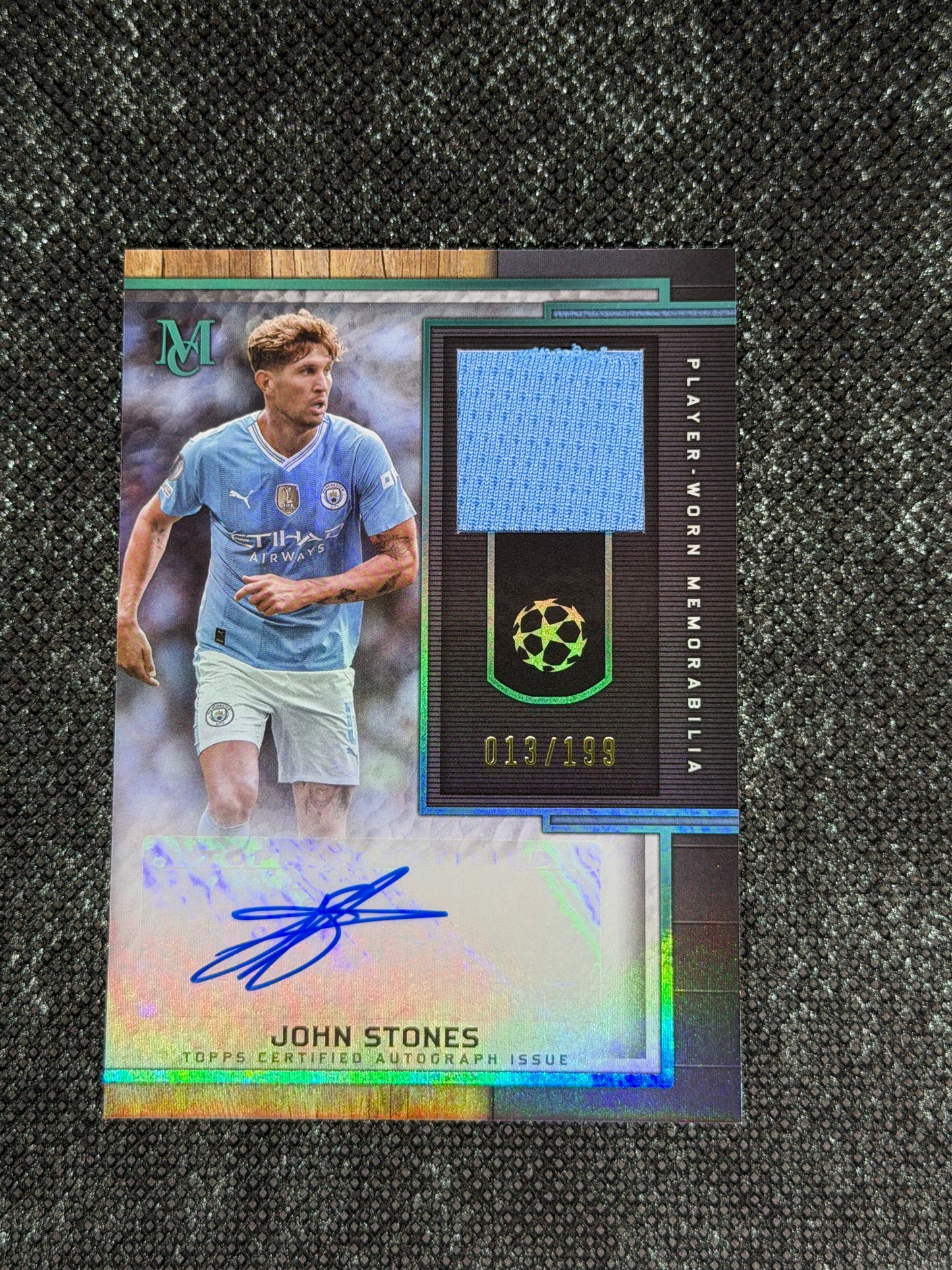2023-24 Topps Museum Collection UEFA Champions League Autograph Relic Card 013/199 - John Stones