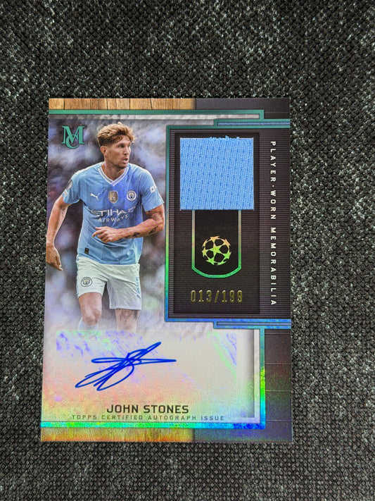 2023-24 Topps Museum Collection UEFA Champions League Autograph Relic Card 013/199 - John Stones