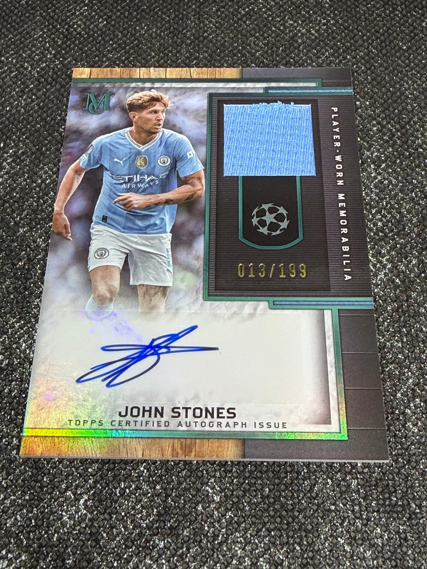 2023-24 Topps Museum Collection UEFA Champions League Autograph Relic Card 013/199 - John Stones