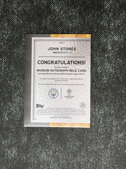 2023-24 Topps Museum Collection UEFA Champions League Autograph Relic Card 013/199 - John Stones