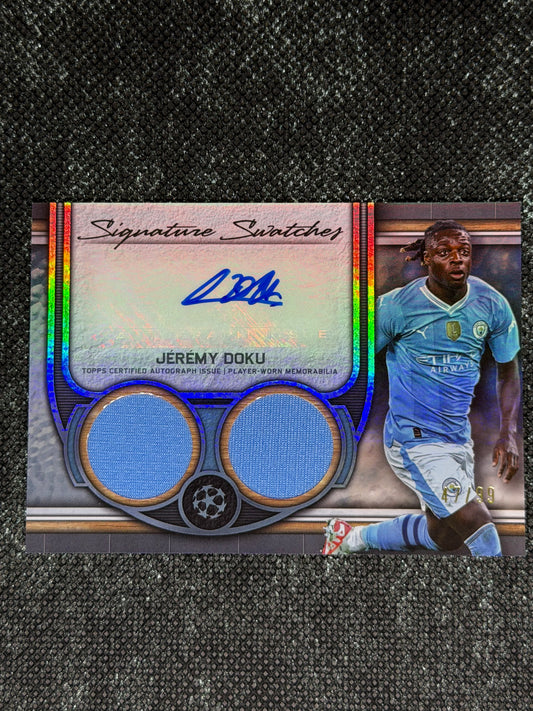 2023-24 Topps Museum Collection UEFA Champions League Autograph Relic Card 47/99 - Jeremy Doku