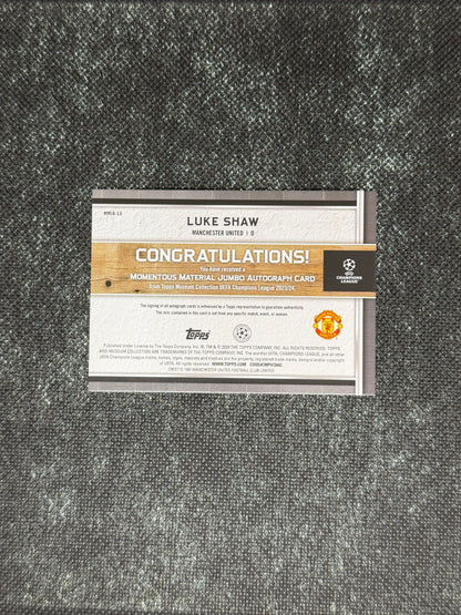 2023-24 Topps Museum Collection Momentous Material Jumbo Autograph Card 041/199 - Luke Shaw