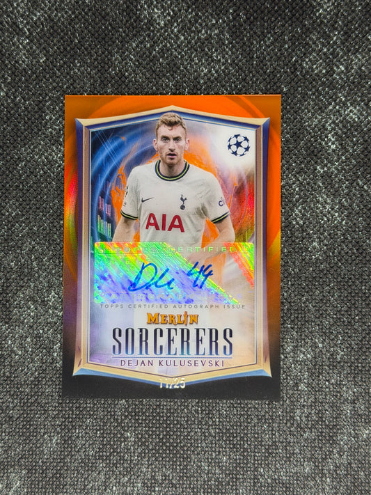2022-23 Topps Merlin UCC Sorcerers Autograph Card Orange 11/25 - Dejan Kulusevski