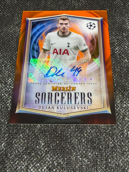 2022-23 Topps Merlin UCC Sorcerers Autograph Card Orange 11/25 - Dejan Kulusevski