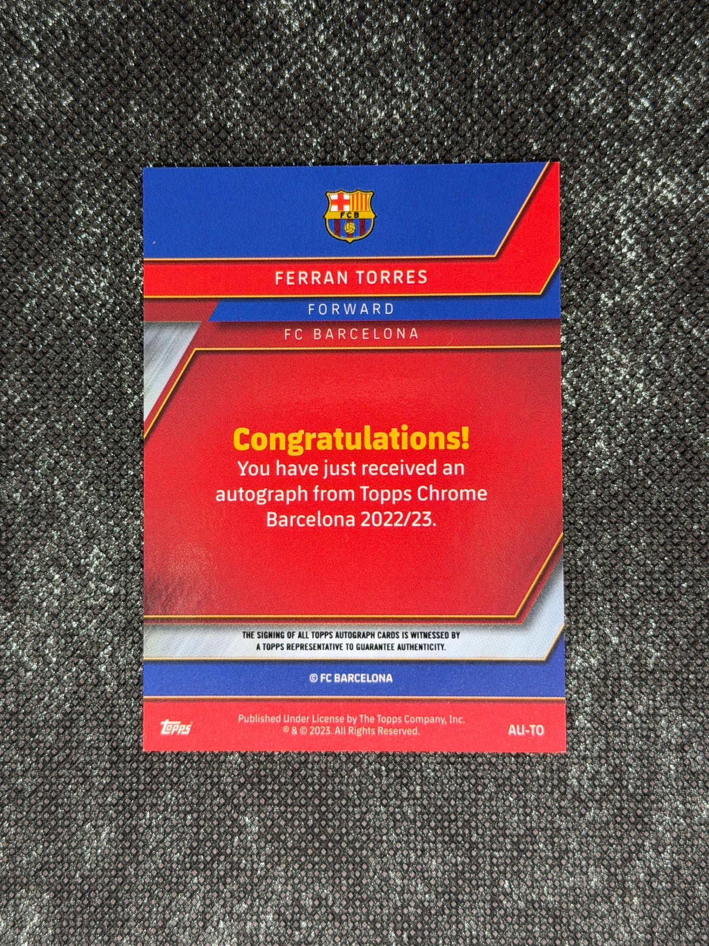 2022-23 Topps Chrome Barcelona Team Set Autograph - Ferran Torres