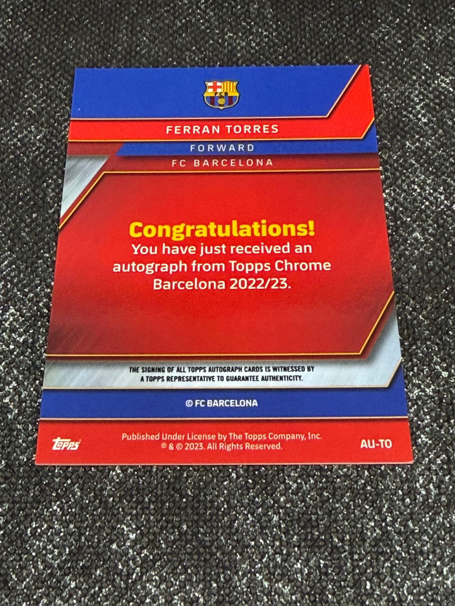 2022-23 Topps Chrome Barcelona Team Set Autograph - Ferran Torres