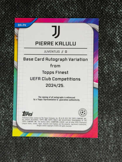 2024-25 Topps Finest UEFA Club Competitions Base Card Autograph Variation Orange 02/25 - Pierre Kalulu