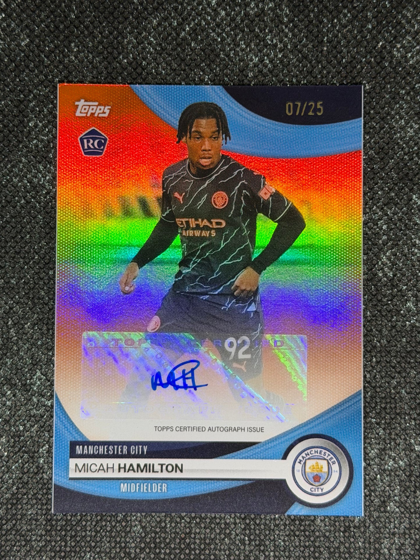 2023-24 Topps Manchester City Team Set Base Card Autograph RC 07/25 - Micah Hamilton