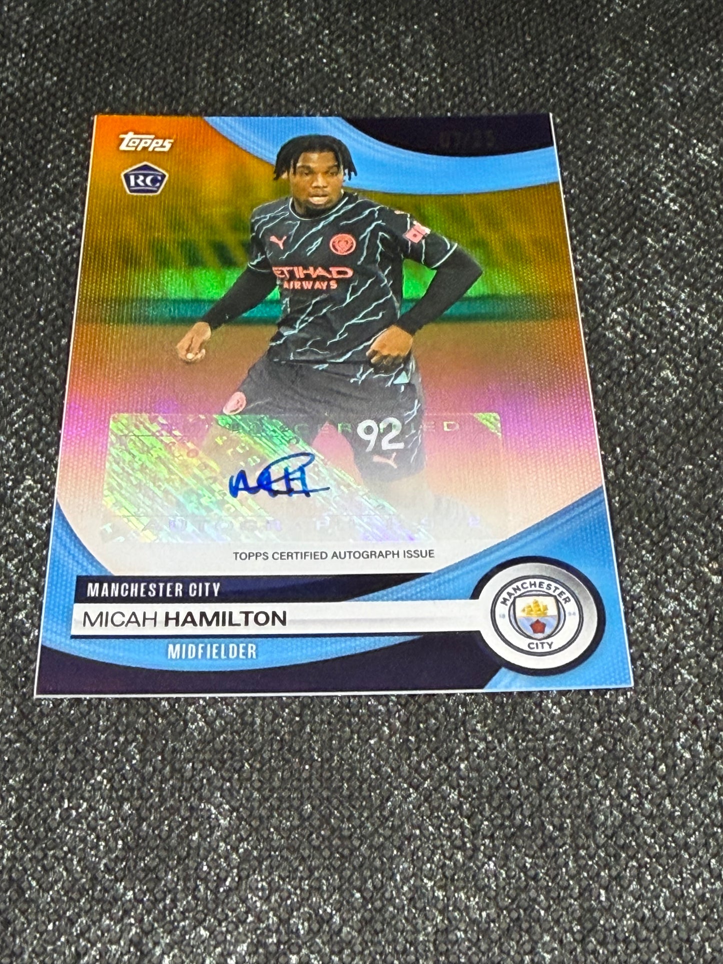 2023-24 Topps Manchester City Team Set Base Card Autograph RC 07/25 - Micah Hamilton