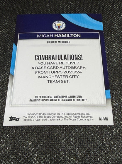 2023-24 Topps Manchester City Team Set Base Card Autograph RC 07/25 - Micah Hamilton