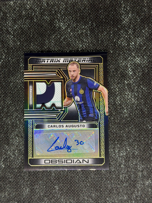 2023-24 Panini Obsidian Soccer Matrix Material Autographs 09/10 - Carlos Augusto