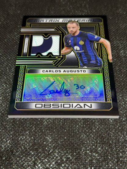 2023-24 Panini Obsidian Soccer Matrix Material Autographs 09/10 - Carlos Augusto