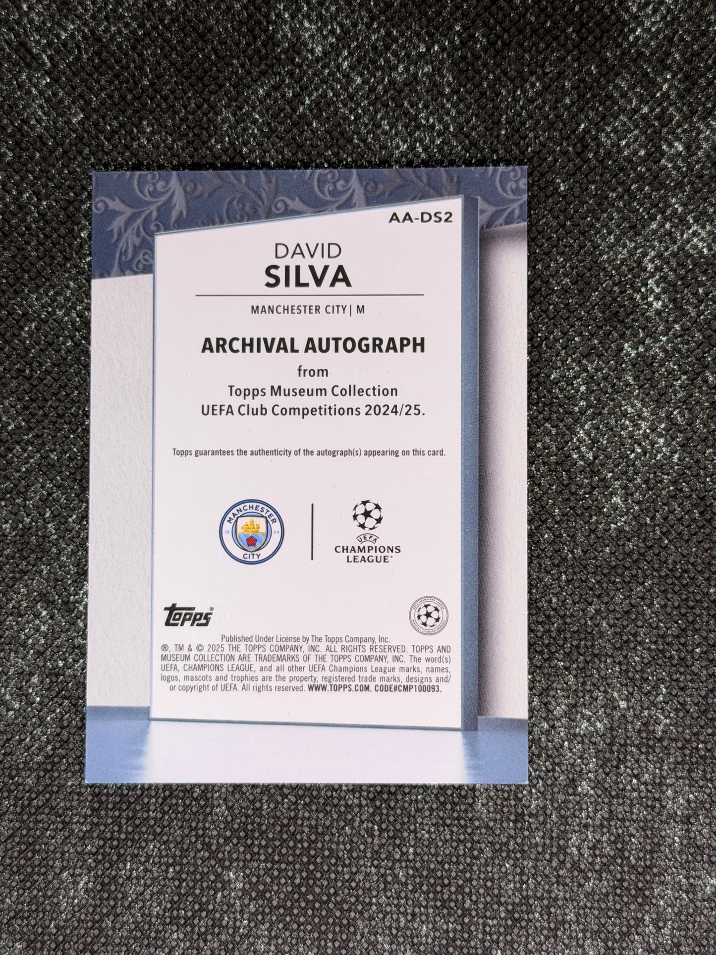 2024-25 Topps Museum Collection UEFA Club Competitions Archival Autograph 41/75 - David Silva