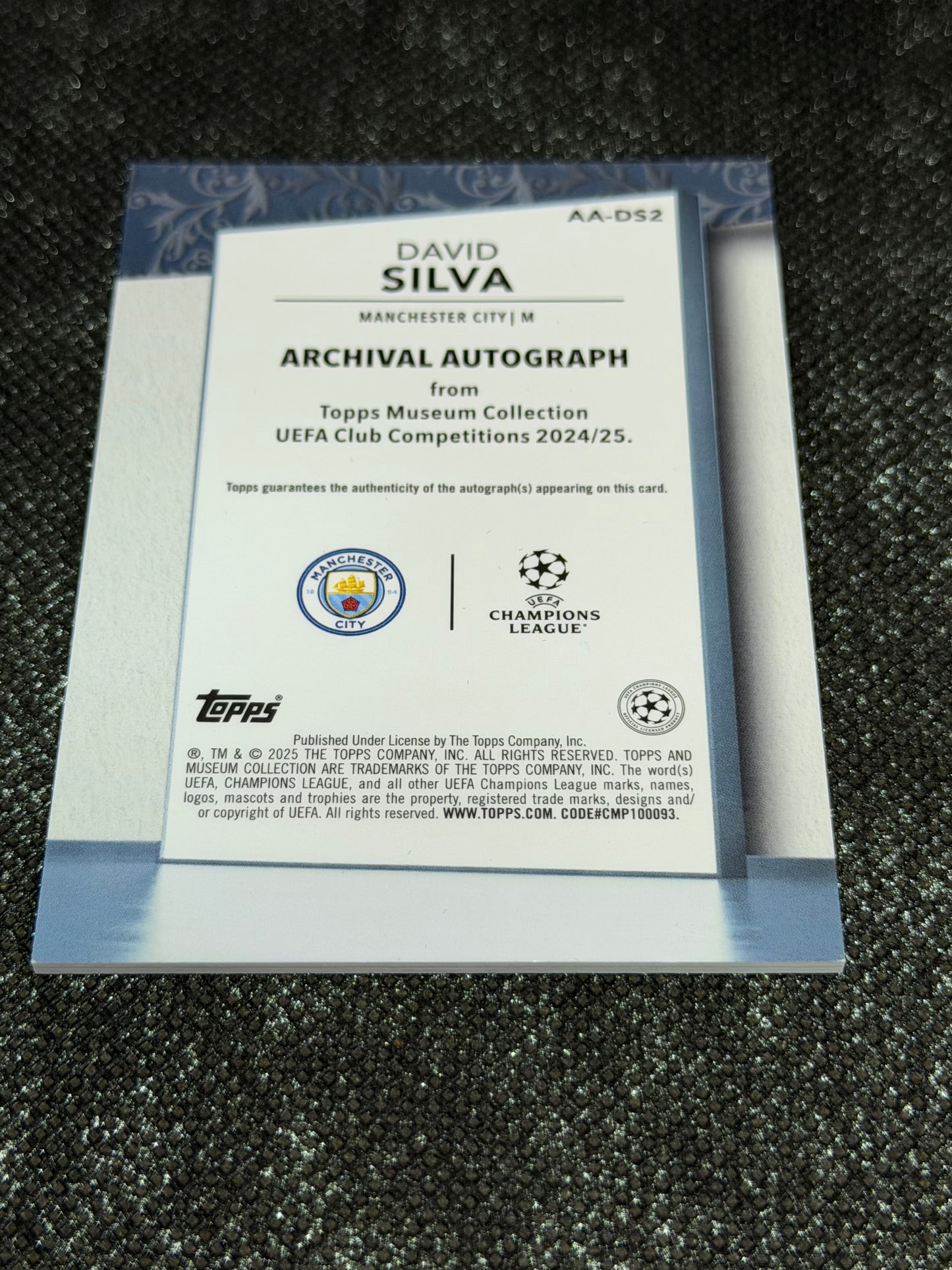 2024-25 Topps Museum Collection UEFA Club Competitions Archival Autograph 41/75 - David Silva