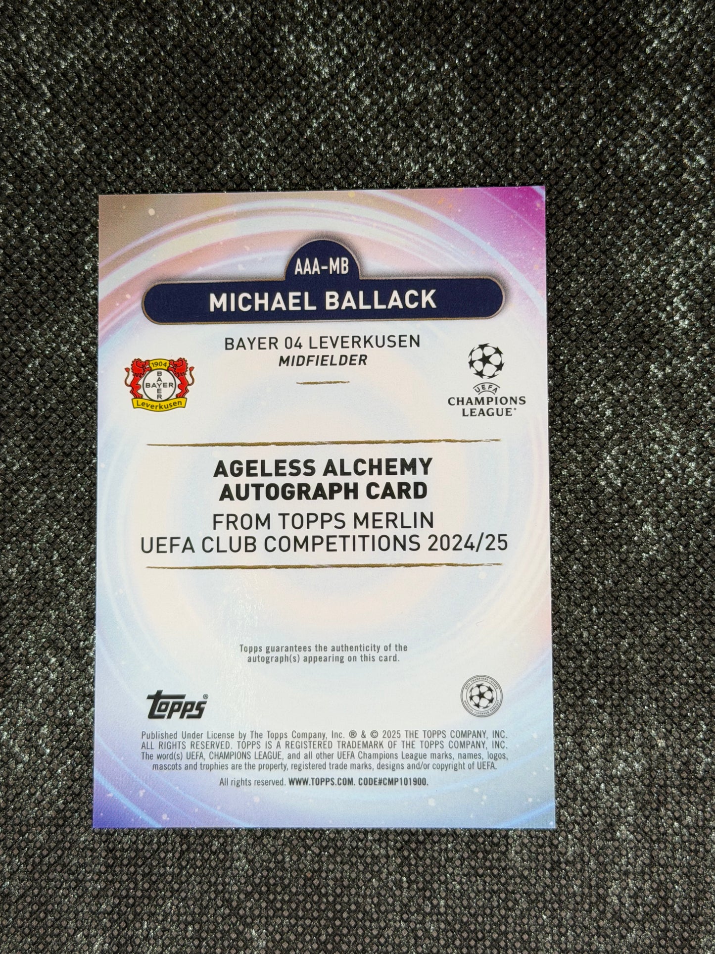 2024-25 Topps Merlin UEFA Club Competitions Ageless Alchemy Autograph Card Orange 13/25 - Micheal Ballack